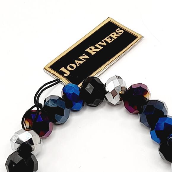 Vintage Joan Rivers Multistrand Purple Blue Silver Beaded Necklace - Picture 6 of 11